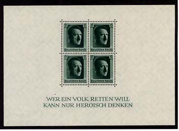 GE B102 Hitler Birthday Souvenir Sheet 1937